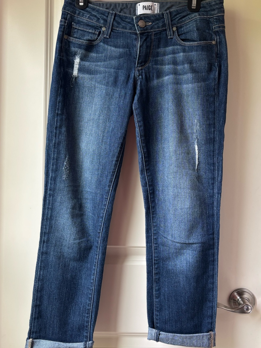 PAIGE Dark Blue Distressed Boyfriend Jeans / SZ 24 (EUC)